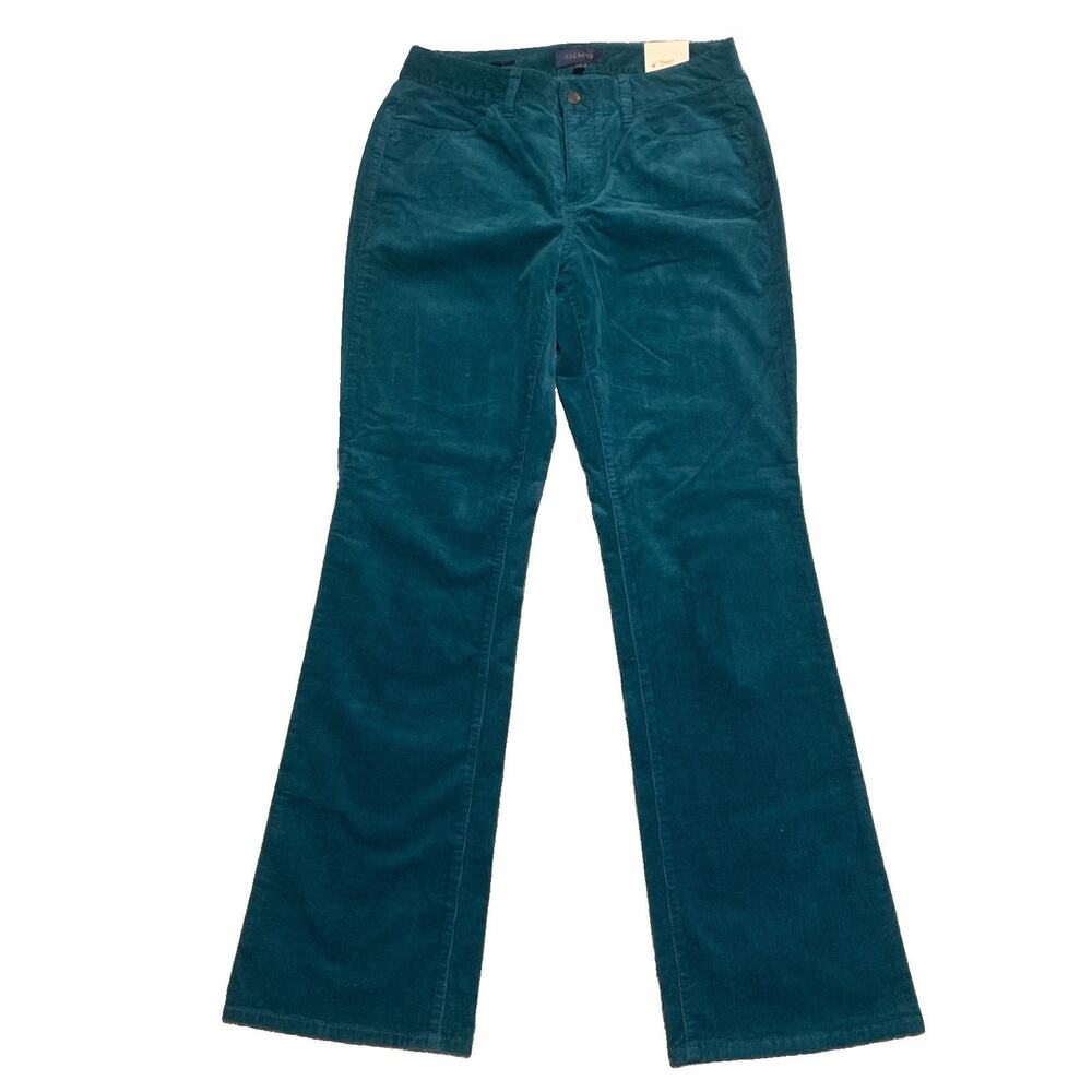 Talbots Corduroy Pants Size 8 Teal Curvy Bootcut Slimming Mid Rise Stretch NWT